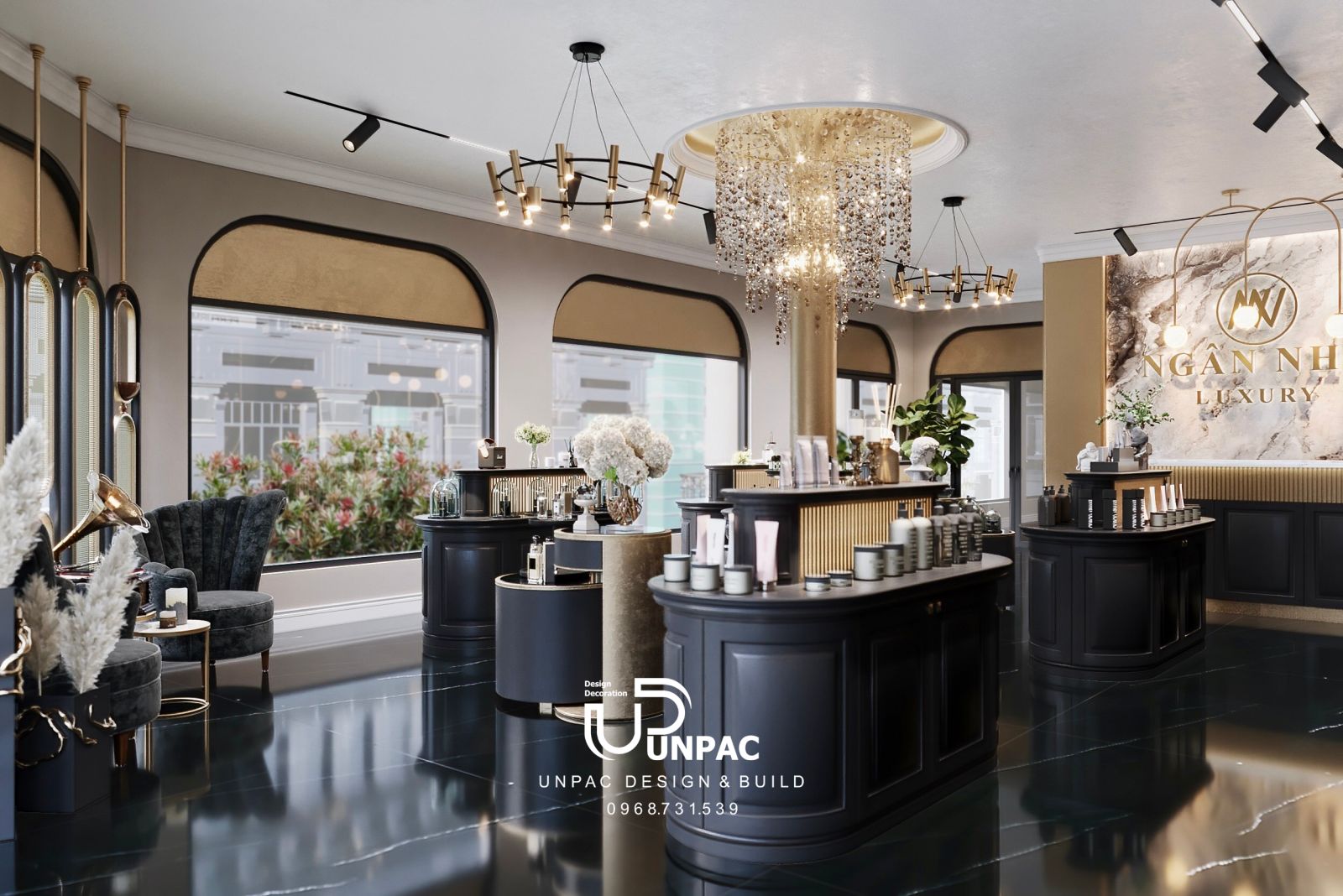 thi công nội thất showroom mỹ phẩm